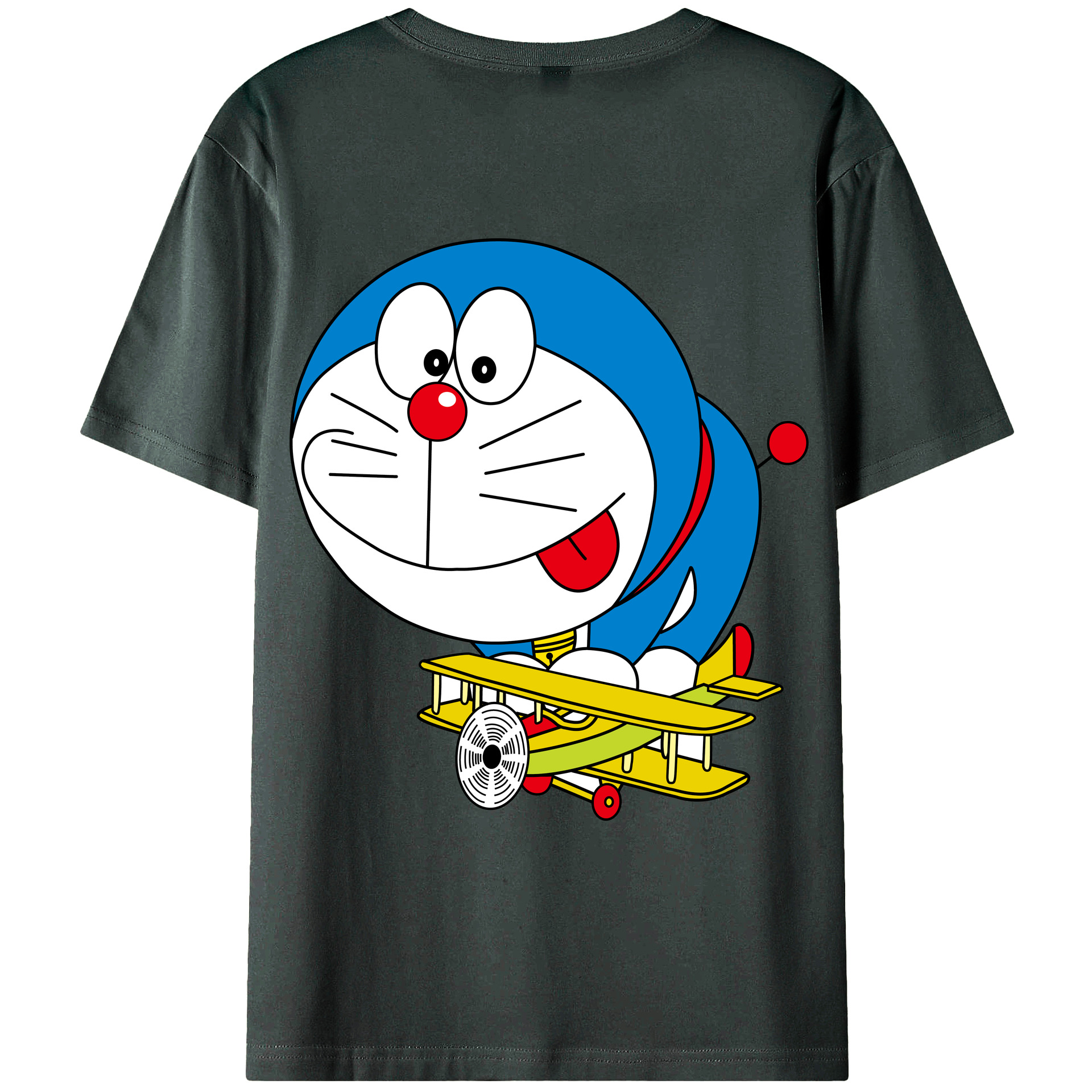 （画像用） ドラえもん Doraemon 綿100％ メンズ半袖Tシャツ（バックプリント） 通気性